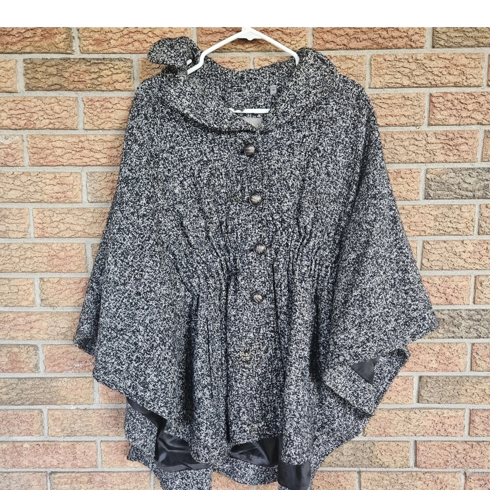 STEVE MADDEN GRAY CARDIGAN COAT JACKET Poncho w/Buttons Large